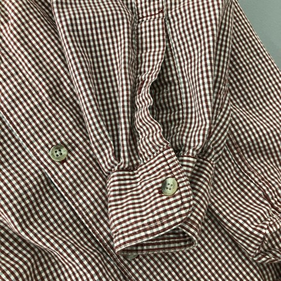 Columbia Button Down Shirt Mens Large Maroon Checked Long Sleeves Plaid Top - Picture 7 of 10